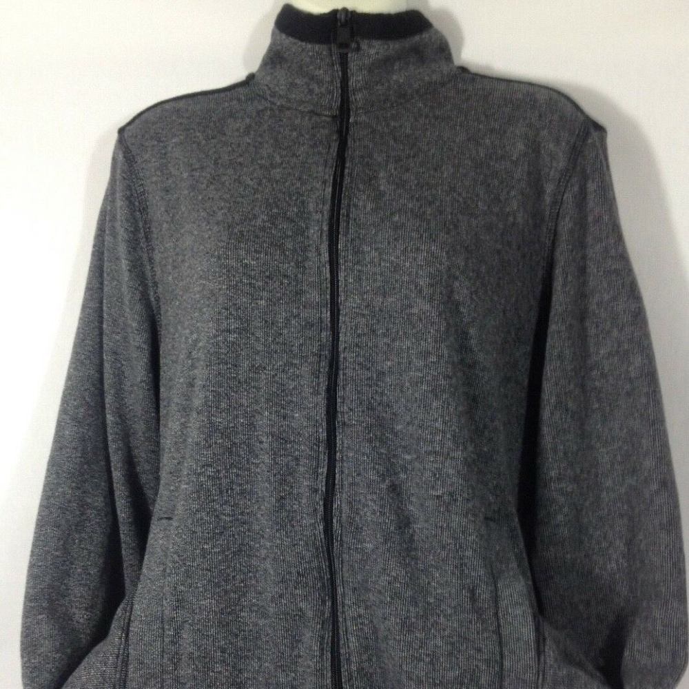 DKNY Gray Full Zip Cotton Blend Sweater Jacket